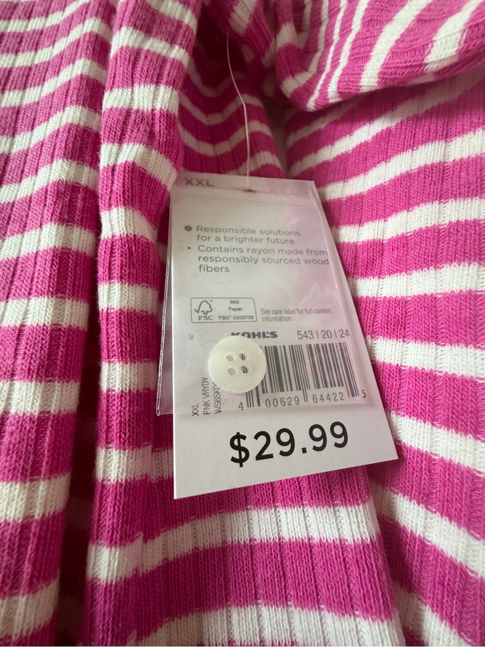 Women’s Sonoma pink-striped long-sleeve henley top - Picture 4 of 7
